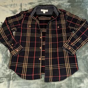 Old Navy Shirt Men's Medium Black Plaid Long Sleeve Shacket Button Up